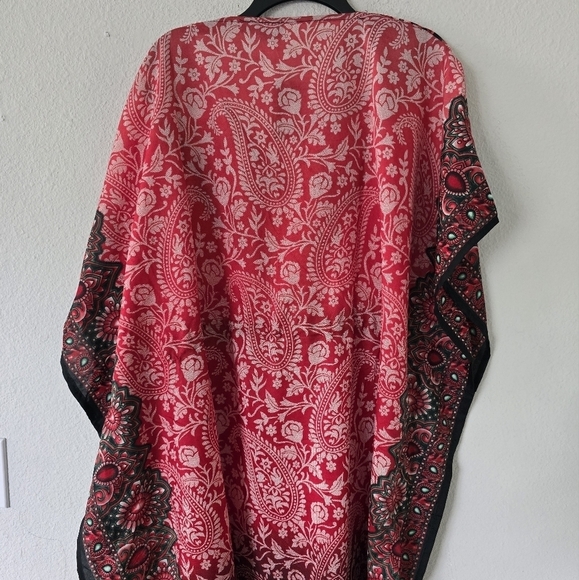 Indian Art to wear Poncho Dress Kaftan One Size Colorful Flowy Lightweight Summe - Picture 13 of 13